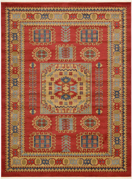 Red 9' x 12' Sahand Rectangle Area Rug Affordable Easy Clean Traditional Design Durable Carpet for Home Interior Design Living Room Dining Office for Sale at Rug Engine
