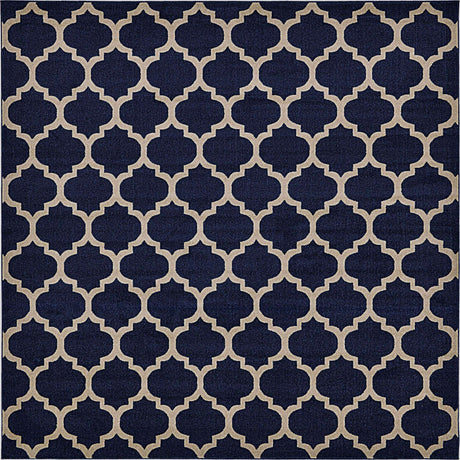 Dark Blue 10' x 10' Trellis Square Area Rug