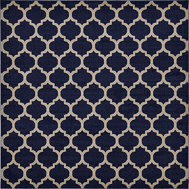 Dark Blue 10' x 10' Trellis Square Rug