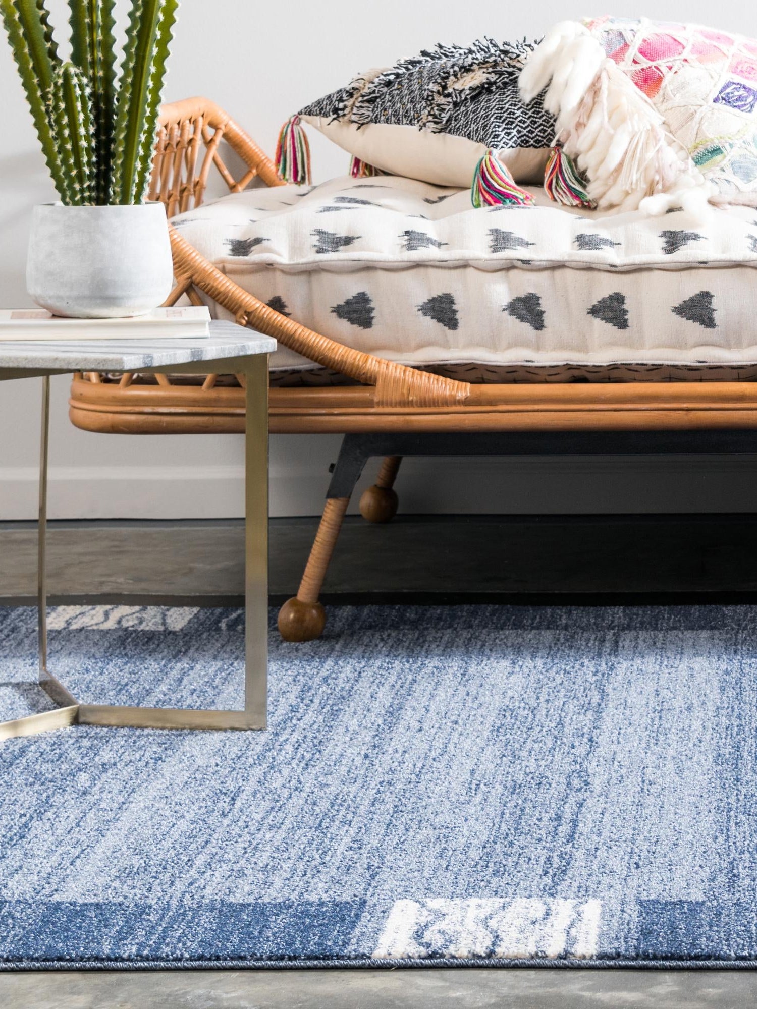 Light Blue 7' 10 x 11' Del Mar Rectangle Area Rug 100% Polypropylene Easy Clean Stain Resistant Vivid Modern Carpet Mat for Home Decor Interior Designing for Sale at Rug Engine