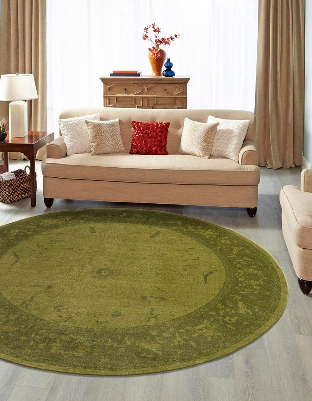 Green 12' 2 x 12' 2 La Jolla Round Area Rug 100% Polypropylene Traditional Pattern Easy Clean Carpet for Living, Dining, Bedroom, Office for Sale at Rug Engine