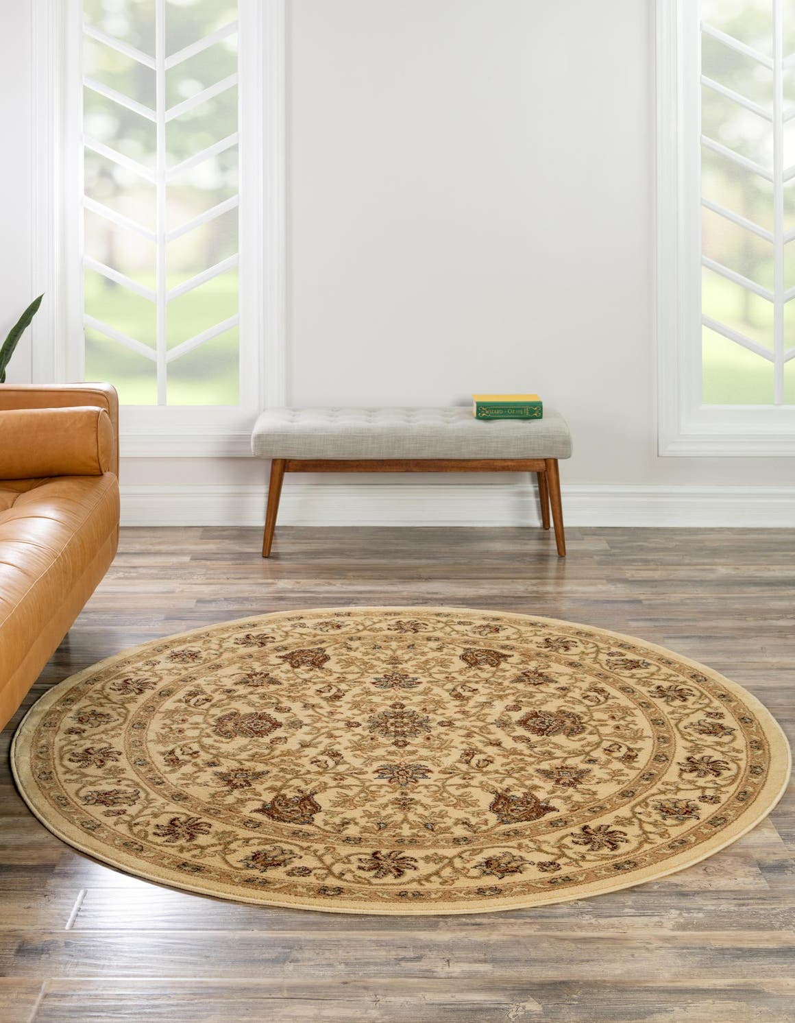 Cream 6' 1 x 6' 1 Voyage Round Area Rug