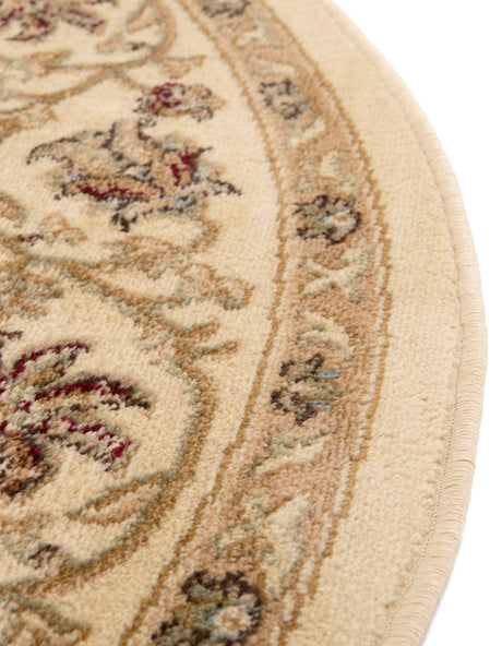 Cream 7' 10 x 7' 10 Voyage Round Area Rug Persian Inspired Classic Traditional Design Durable Carpet Mat for Home Interior Design for Sale at Rug Engine