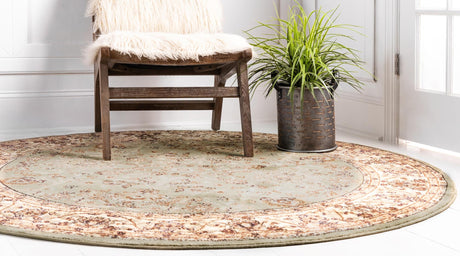 Light Green 4' 1 x 4' 1 Voyage Round Area Rug Persian Inspired Classic Traditional Design Durable Carpet Mat for Home Interior Design for Sale at Rug Engine