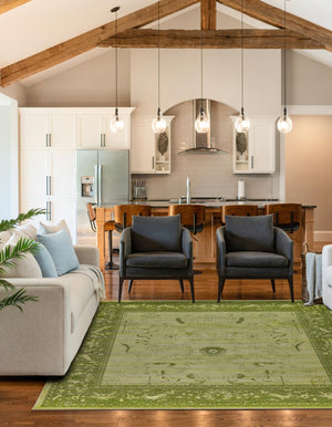 Light Green 10' x 10' La Jolla Square Area Rug 100% Polypropylene Traditional Pattern Easy Clean Carpet for Living, Dining, Bedroom, Office for Sale at Rug Engine