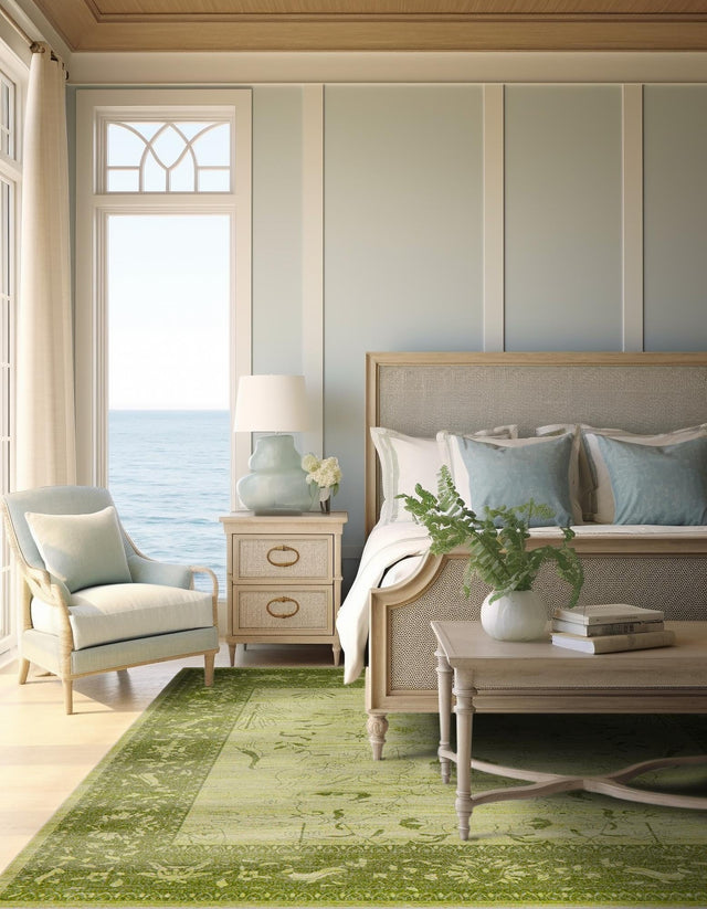 Light Green 10' x 10' La Jolla Square Area Rug 100% Polypropylene Traditional Pattern Easy Clean Carpet for Living, Dining, Bedroom, Office for Sale at Rug Engine