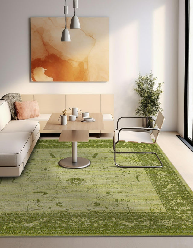 Light Green 10' x 10' La Jolla Square Area Rug 100% Polypropylene Traditional Pattern Easy Clean Carpet for Living, Dining, Bedroom, Office for Sale at Rug Engine
