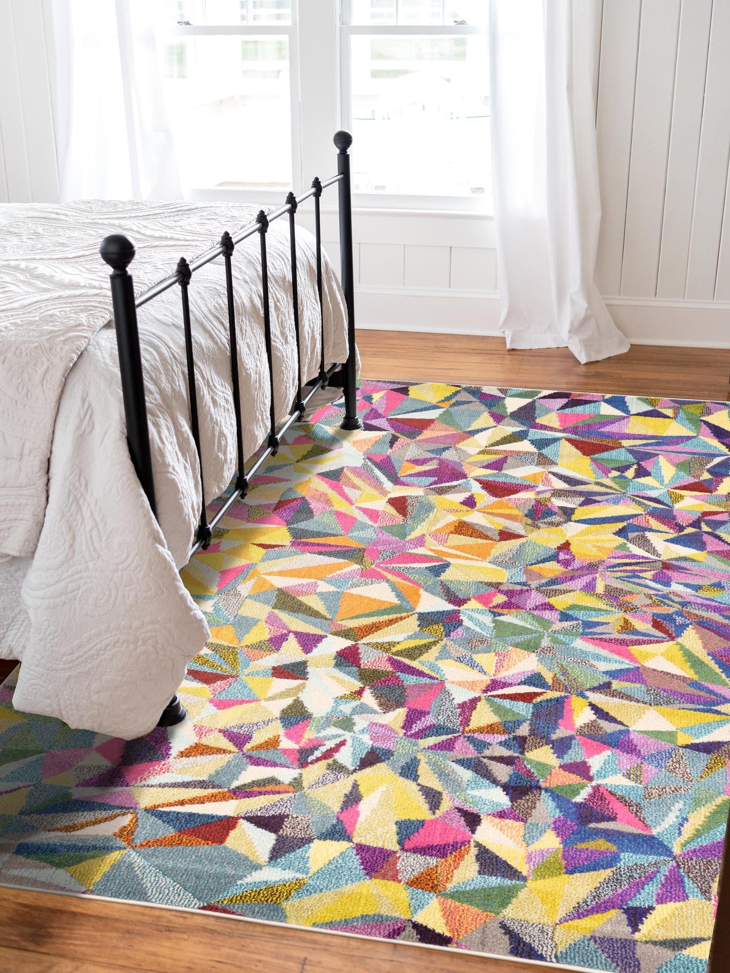 Multicolor 7' 1 x 10' Estrella Rectangle Area Rug 100% Polypropylene Non-Shedding Stain Resistant Carpet Colorful Modern Abstract Design Easy Clean for Home Decor for Sale at Rug Engine