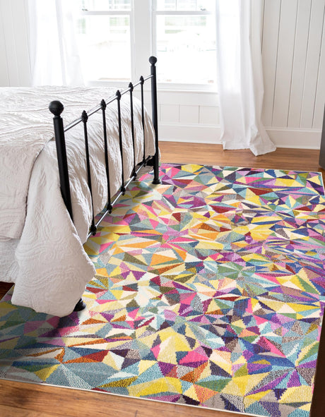 Multicolor 9' x 12' 2 Estrella Rectangle Area Rug 100% Polypropylene Non-Shedding Stain Resistant Carpet Colorful Modern Abstract Design Easy Clean for Home Decor for Sale at Rug Engine