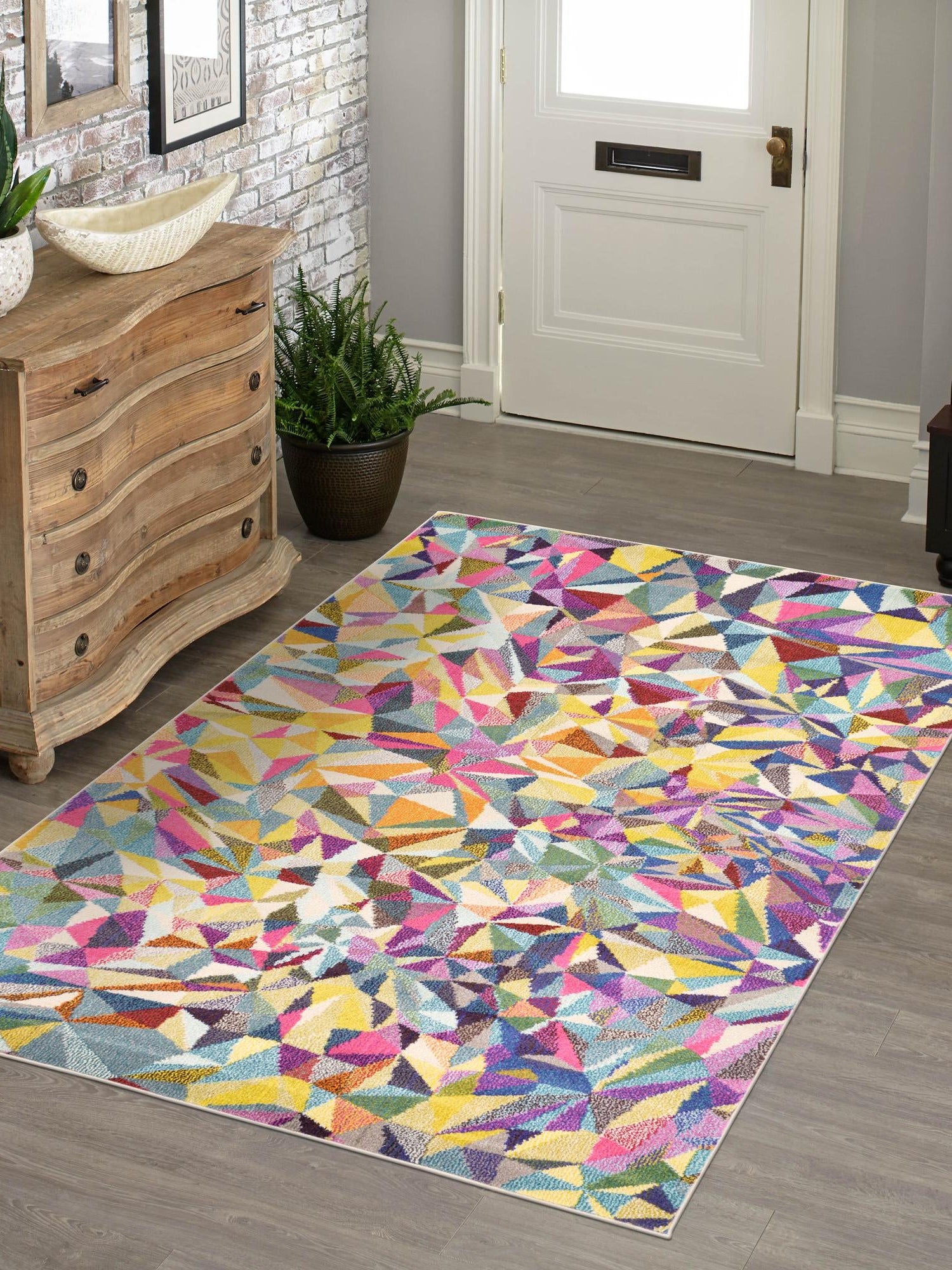 Multicolor 8' x 10' Estrella Rectangle Area Rug 100% Polypropylene Non-Shedding Stain Resistant Carpet Colorful Modern Abstract Design Easy Clean for Home Decor for Sale at Rug Engine