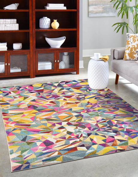 Multicolor 8' x 11' Estrella Rectangle Area Rug 100% Polypropylene Non-Shedding Stain Resistant Carpet Colorful Modern Abstract Design Easy Clean for Home Decor for Sale at Rug Engine