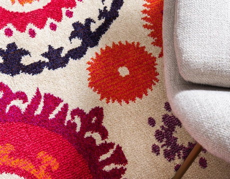 Beige 8' x 11' Estrella Rectangle Area Rug 100% Polypropylene Non-Shedding Stain Resistant Carpet Colorful Modern Abstract Design Easy Clean for Home Decor for Sale at Rug Engine