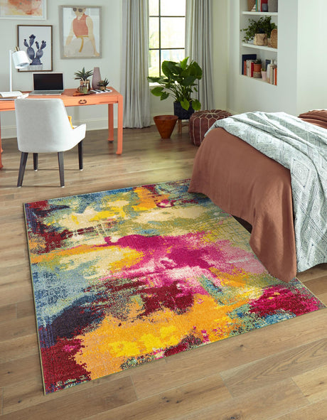 Multicolor 3' 3 x 5' 3 Estrella Rectangle Area Rug 100% Polypropylene Non-Shedding Stain Resistant Carpet Colorful Modern Abstract Design Easy Clean for Home Decor for Sale at Rug Engine