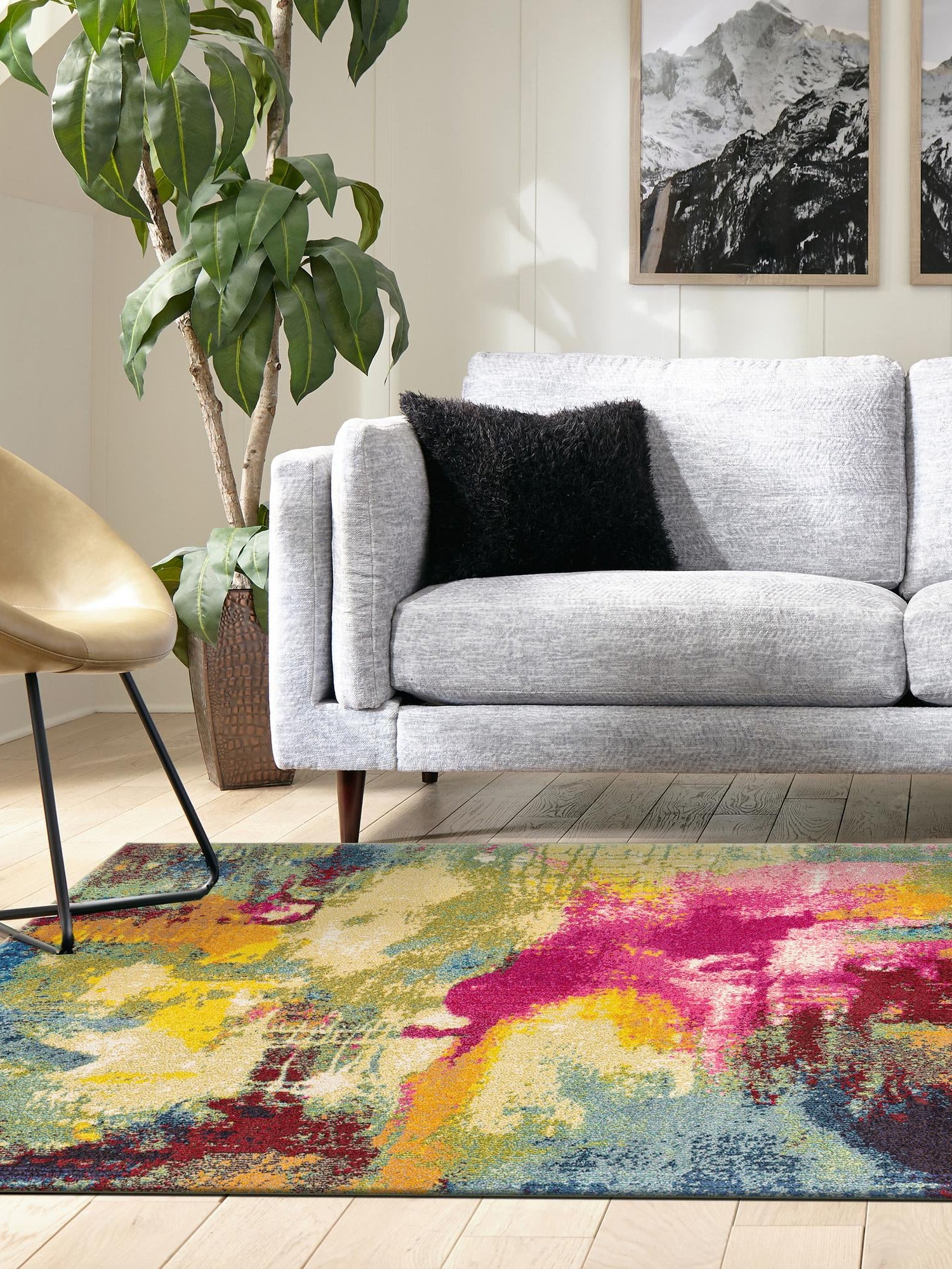 Multicolor 6' 1 x 9' Estrella Rectangle Area Rug 100% Polypropylene Non-Shedding Stain Resistant Carpet Colorful Modern Abstract Design Easy Clean for Home Decor for Sale at Rug Engine