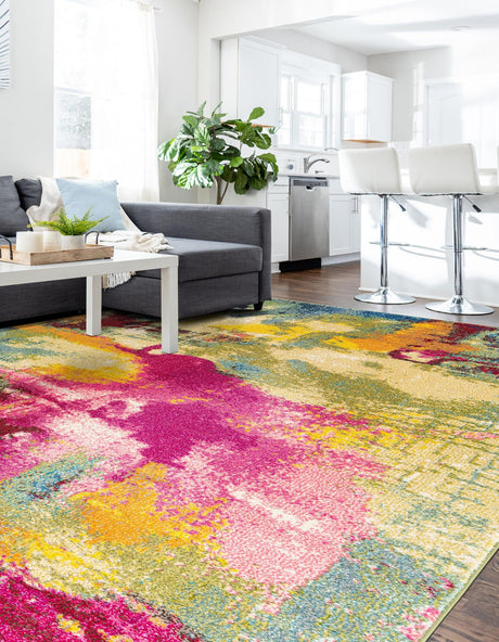 Multicolor 10' 6 x 16' 5 Estrella Rectangle Area Rug 100% Polypropylene Non-Shedding Stain Resistant Carpet Colorful Modern Abstract Design Easy Clean for Home Decor for Sale at Rug Engine