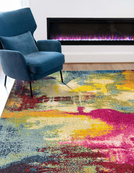 Multicolor 8' x 11' Estrella Rectangle Area Rug 100% Polypropylene Non-Shedding Stain Resistant Carpet Colorful Modern Abstract Design Easy Clean for Home Decor for Sale at Rug Engine