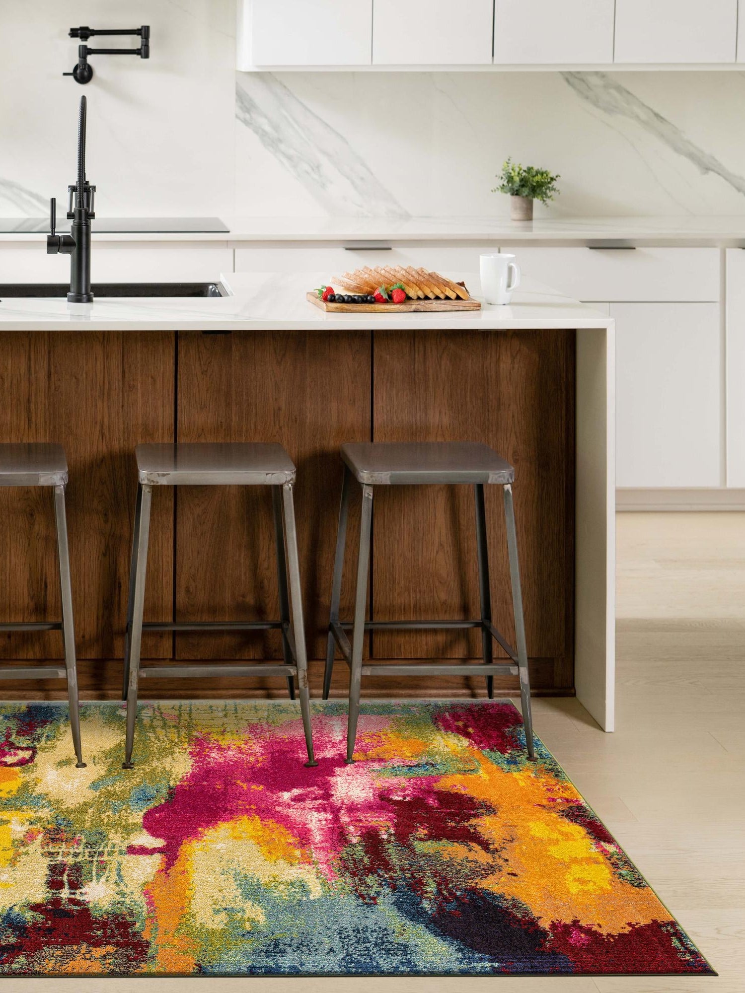 Multicolor 8' x 11' Estrella Rectangle Area Rug 100% Polypropylene Non-Shedding Stain Resistant Carpet Colorful Modern Abstract Design Easy Clean for Home Decor for Sale at Rug Engine