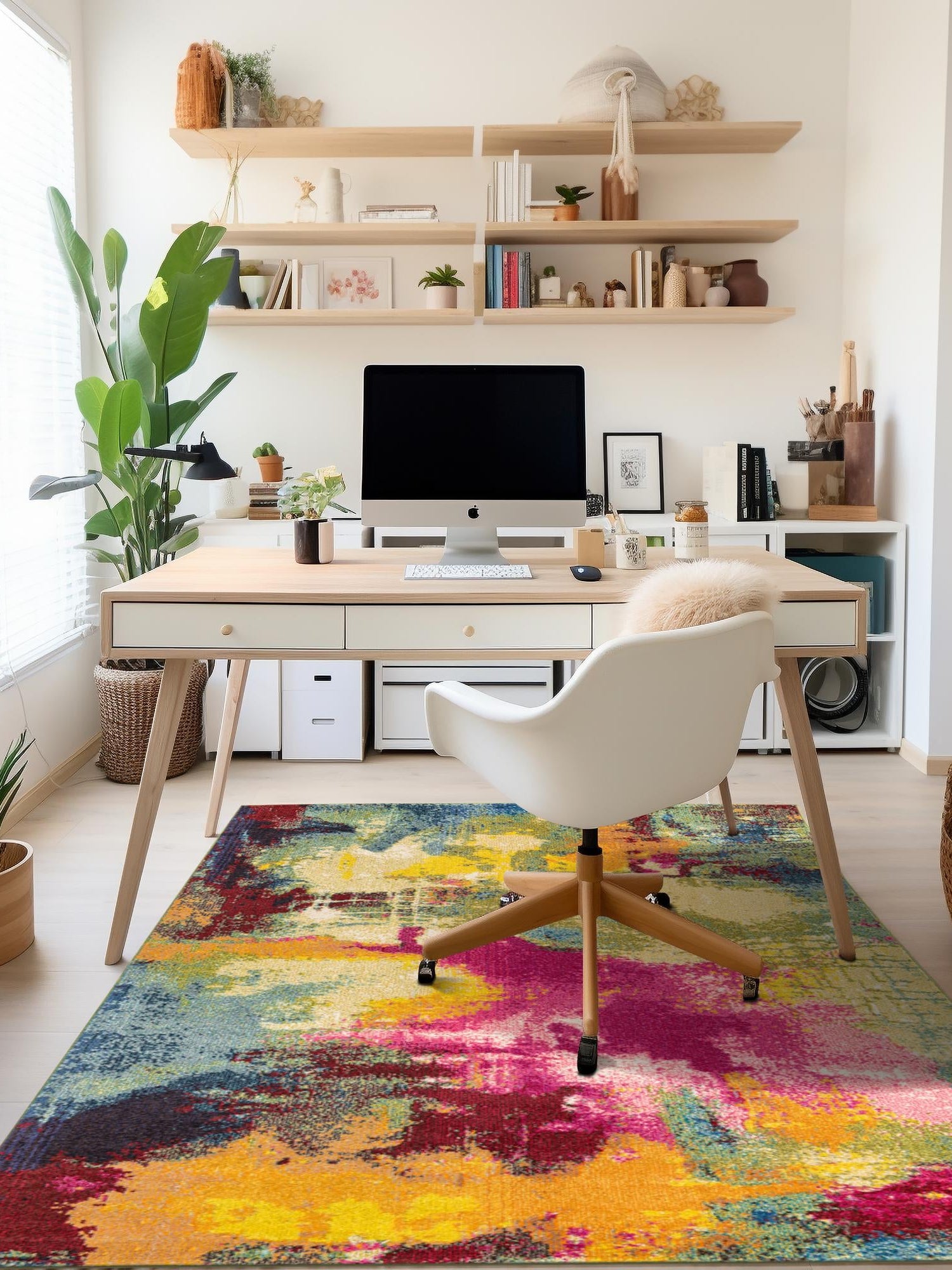 Multicolor 9' x 12' 2 Estrella Rectangle Area Rug 100% Polypropylene Non-Shedding Stain Resistant Carpet Colorful Modern Abstract Design Easy Clean for Home Decor for Sale at Rug Engine