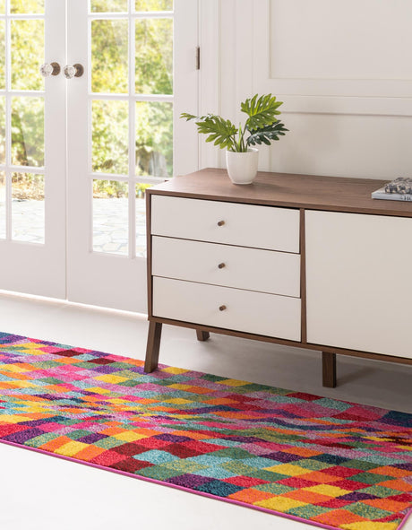 Multicolor 2' 7 x 10' Estrella Runner Area Rug 100% Polypropylene Non-Shedding Stain Resistant Carpet Colorful Modern Abstract Design Easy Clean for Home Decor for Sale at Rug Engine