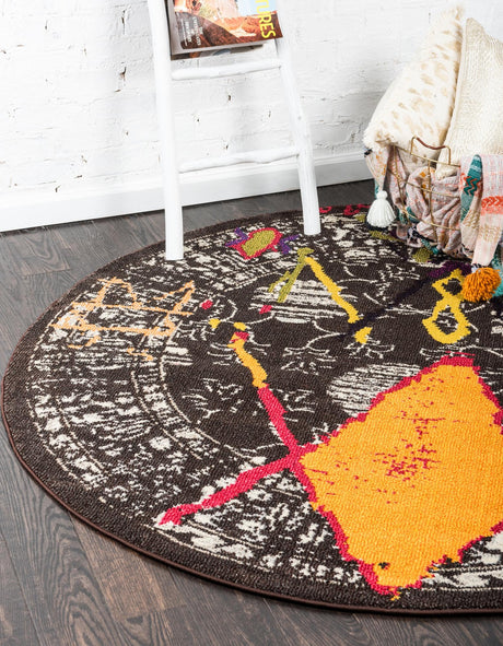 Brown 6' 1 x 6' 1 Sedona Round Area Rug Durable Long Lasting Carpet for Living Rooms, Kitchen, Bedrooms, Office Space, Dorms for Sale at Rug Engine