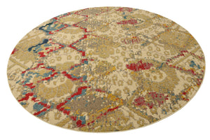 Beige 8' x 8' Sedona Round Area Rug