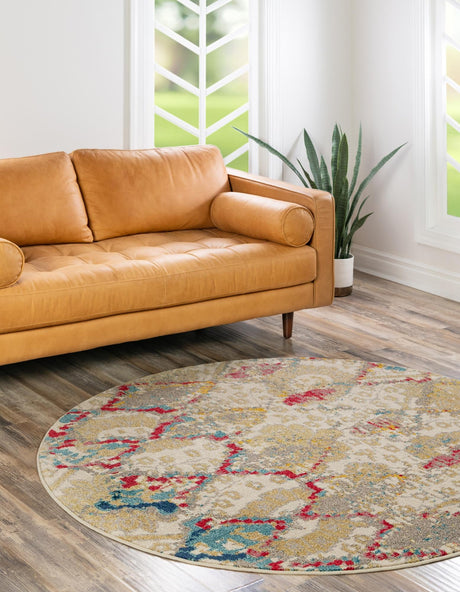 Beige 8' x 8' Sedona Round Area Rug