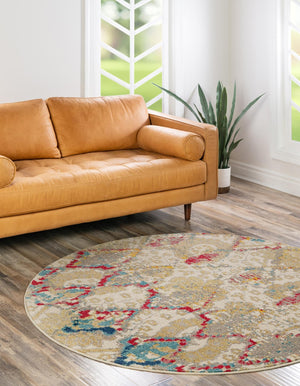 Beige 6' 1 x 6' 1 Sedona Round Area Rug