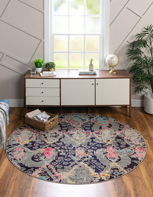 Navy Blue 6' 1 x 6' 1 Sedona Round Area Rug