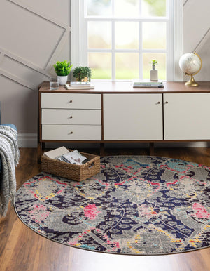 Navy Blue 8' x 8' Sedona Round Area Rug