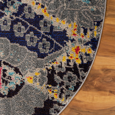 Navy Blue 6' 1 x 6' 1 Sedona Round Area Rug Durable Long Lasting Carpet for Living Rooms, Kitchen, Bedrooms, Office Space, Dorms for Sale at Rug Engine