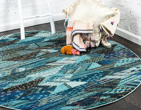 Blue 8' x 8' Sedona Round Area Rug