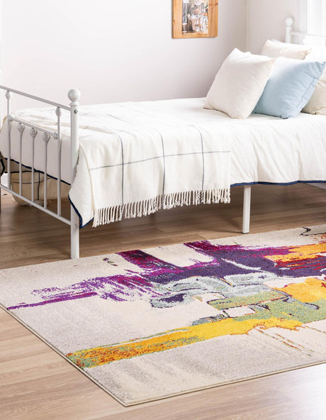 Beige 3' 3 x 5' 3 Estrella Rectangle Area Rug 100% Polypropylene Non-Shedding Stain Resistant Carpet Colorful Modern Abstract Design Easy Clean for Home Decor for Sale at Rug Engine