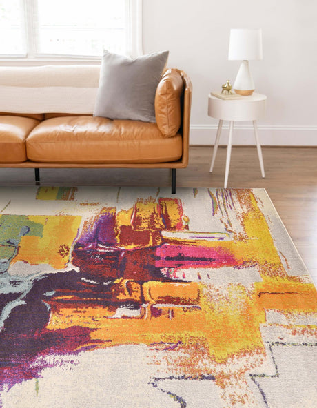 Beige 3' 3 x 5' 3 Estrella Rectangle Area Rug 100% Polypropylene Non-Shedding Stain Resistant Carpet Colorful Modern Abstract Design Easy Clean for Home Decor for Sale at Rug Engine