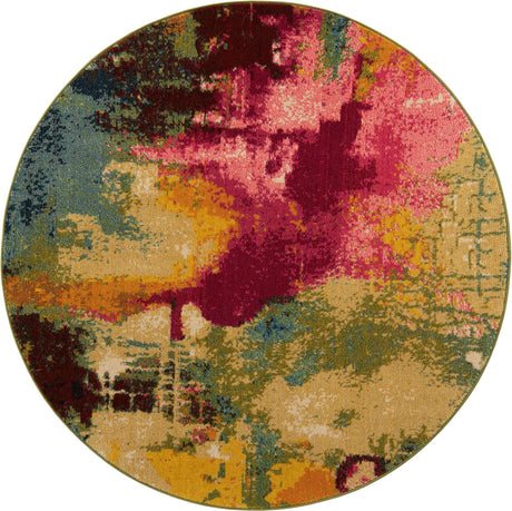 Multicolor 6' 1 x 6' 1 Estrella Round Area Rug 100% Polypropylene Non-Shedding Stain Resistant Carpet Colorful Modern Abstract Design Easy Clean for Home Decor for Sale at Rug Engine
