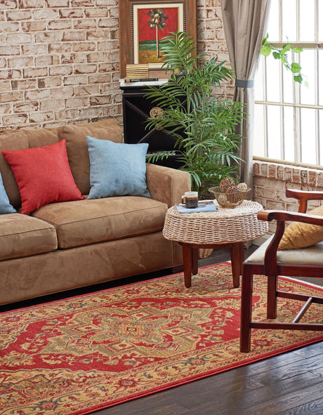 Red 8' x 11' Sahand Rectangle Area Rug Affordable Easy Clean Traditional Design Durable Carpet for Home Interior Design Living Room Dining Office for Sale at Rug Engine