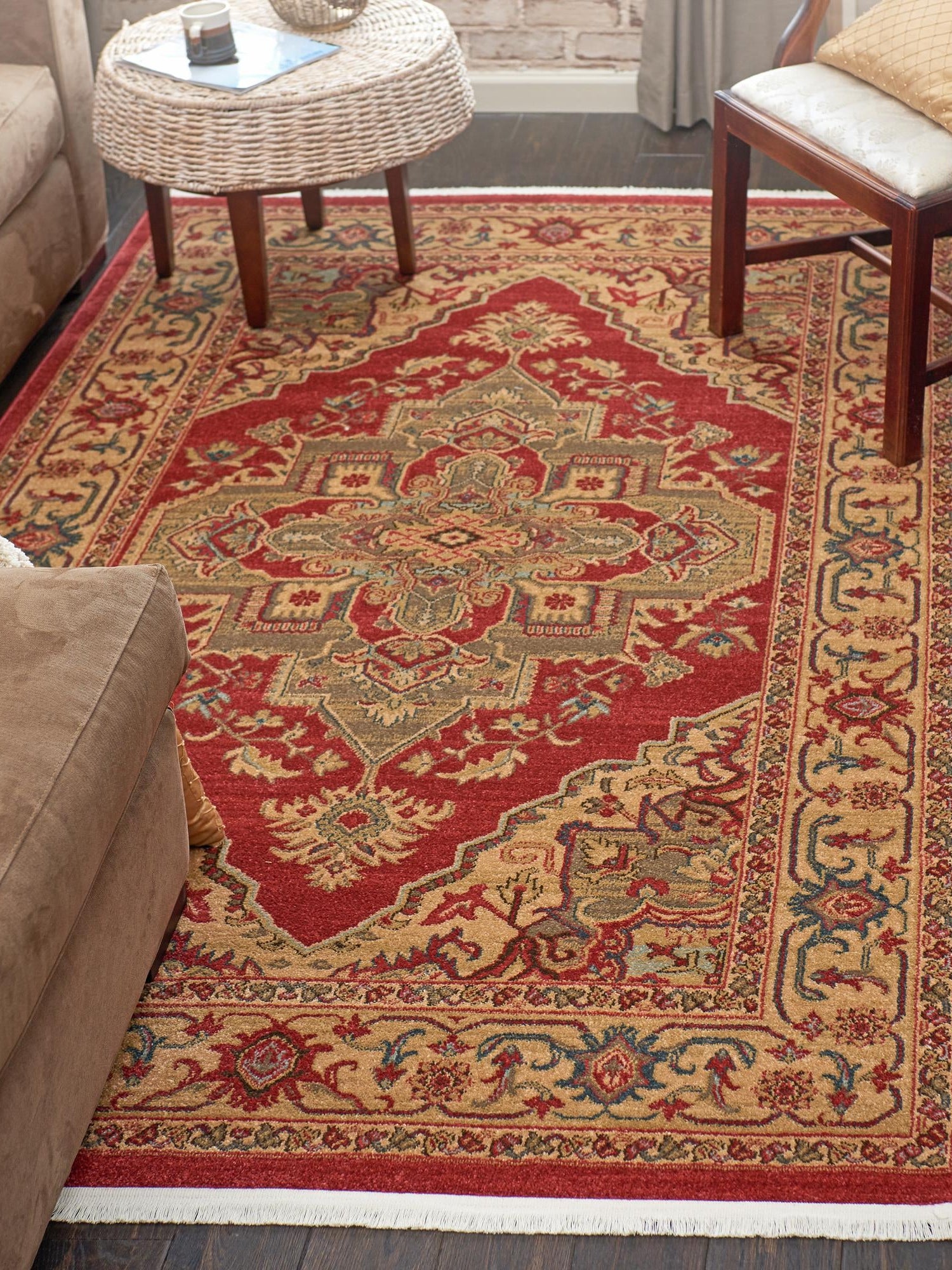 Red 10' 6 x 16' 5 Sahand Rectangle Area Rug Affordable Easy Clean Traditional Design Durable Carpet for Home Interior Design Living Room Dining Office for Sale at Rug Engine