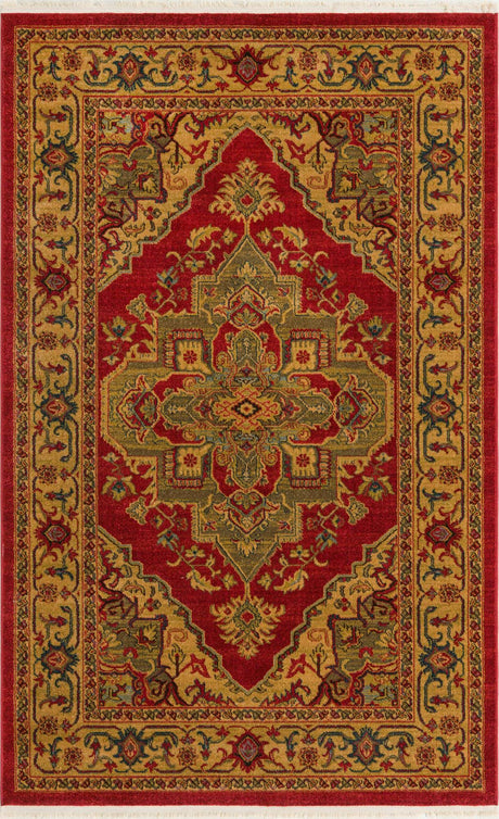 Red 5' 1 x 8' Sahand Rectangle Area Rug Affordable Easy Clean Traditional Design Durable Carpet for Home Interior Design Living Room Dining Office for Sale at Rug Engine