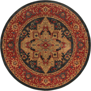 Navy Blue 8' x 8' Sahand Round Area Rug Affordable Easy Clean Traditional Design Durable Carpet for Home Interior Design Living Room Dining Office for Sale at Rug Engine