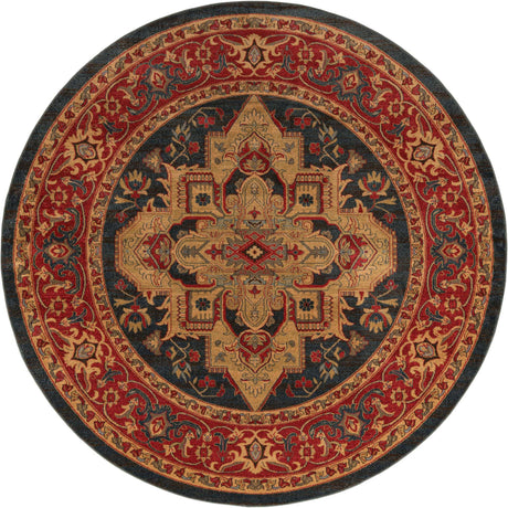Navy Blue 8' x 8' Sahand Round Area Rug Affordable Easy Clean Traditional Design Durable Carpet for Home Interior Design Living Room Dining Office for Sale at Rug Engine