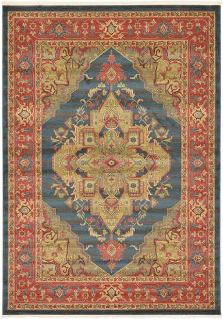 Navy Blue 7' 1 x 10' Sahand Rectangle Area Rug Affordable Easy Clean Traditional Design Durable Carpet for Home Interior Design Living Room Dining Office for Sale at Rug Engine