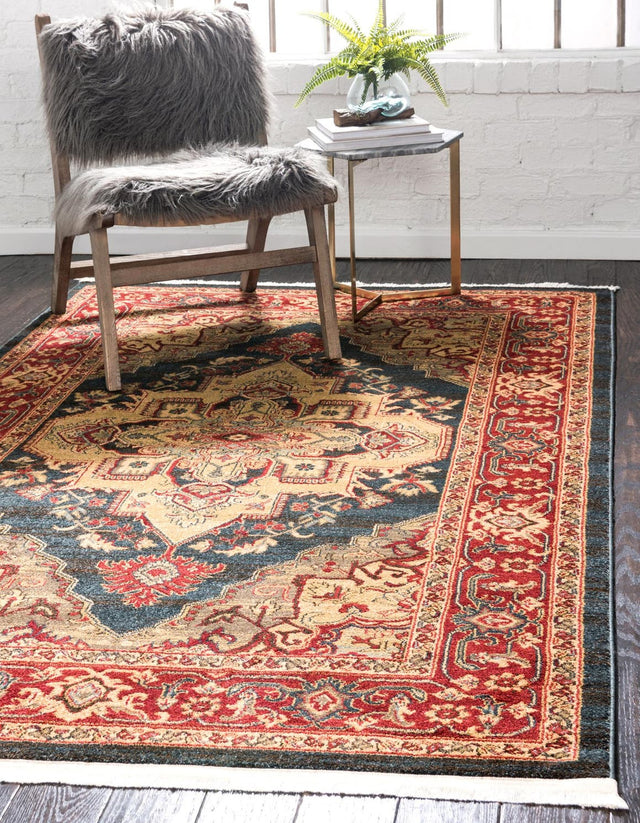 Navy Blue 8' x 11' Sahand Rectangle Area Rug Affordable Easy Clean Traditional Design Durable Carpet for Home Interior Design Living Room Dining Office for Sale at Rug Engine