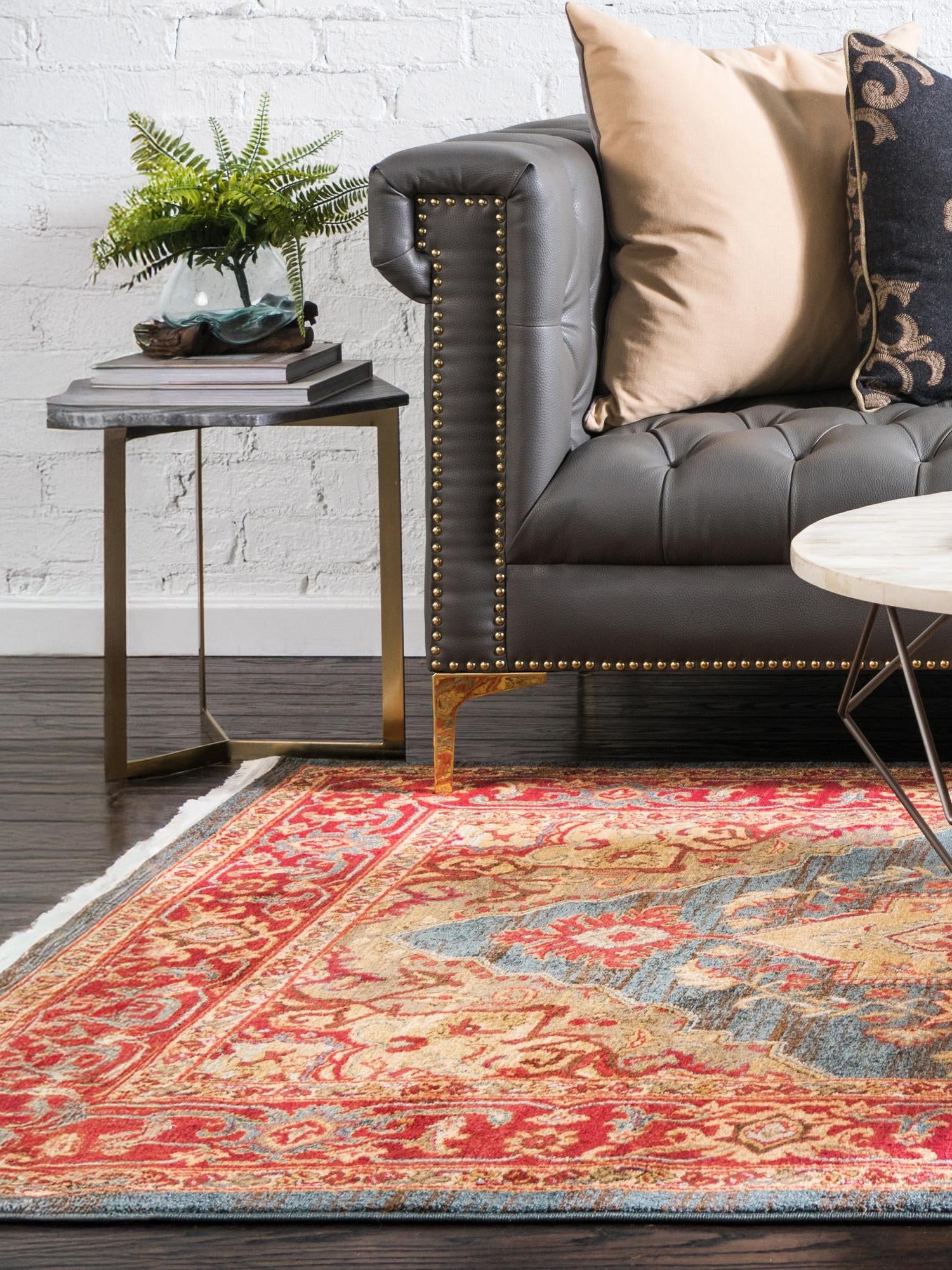 Navy Blue 8' x 11' Sahand Rectangle Area Rug Affordable Easy Clean Traditional Design Durable Carpet for Home Interior Design Living Room Dining Office for Sale at Rug Engine