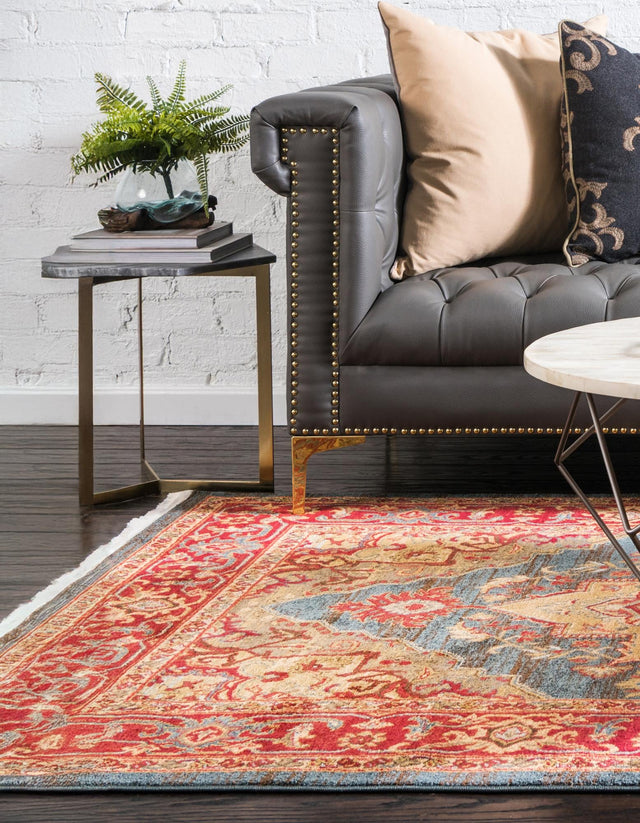 Navy Blue 8' x 11' Sahand Rectangle Area Rug Affordable Easy Clean Traditional Design Durable Carpet for Home Interior Design Living Room Dining Office for Sale at Rug Engine