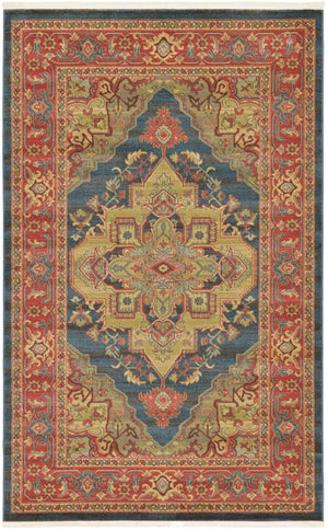 Navy Blue 5' 1 x 8' Sahand Rectangle Area Rug Affordable Easy Clean Traditional Design Durable Carpet for Home Interior Design Living Room Dining Office for Sale at Rug Engine