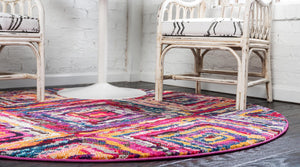 Multicolor 8' x 8' Estrella Round Area Rug 100% Polypropylene Non-Shedding Stain Resistant Carpet Colorful Modern Abstract Design Easy Clean for Home Decor for Sale at Rug Engine