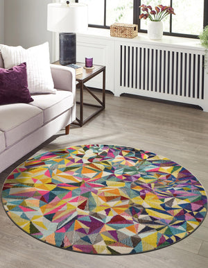 Multicolor 6' 1 x 6' 1 Estrella Round Rug