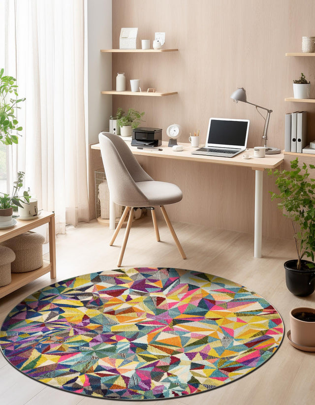 Multicolor 6' 1 x 6' 1 Estrella Round Rug