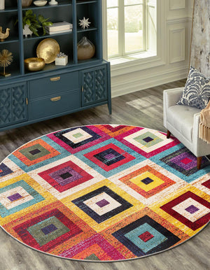 Multicolor 8' x 8' Estrella Round Rug