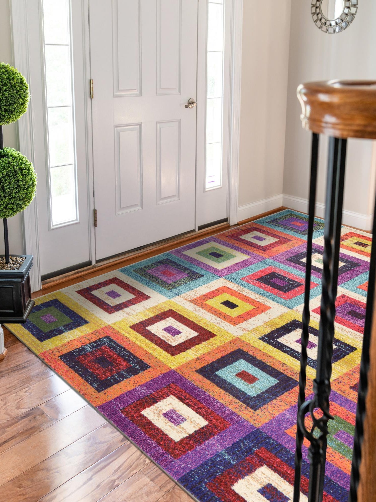 Multicolor 9' x 12' 2 Estrella Rectangle Area Rug 100% Polypropylene Non-Shedding Stain Resistant Carpet Colorful Modern Abstract Design Easy Clean for Home Decor for Sale at Rug Engine
