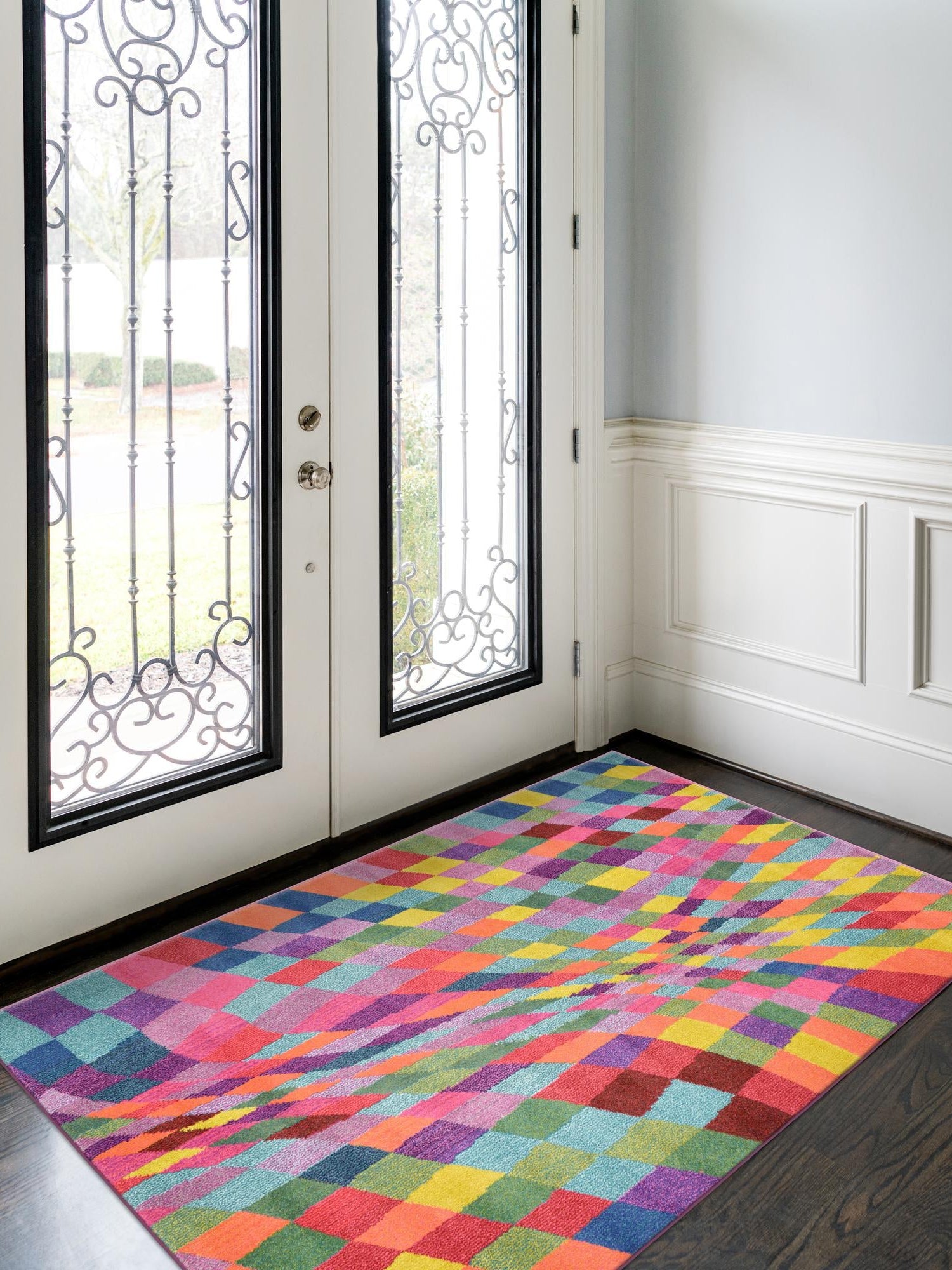 Multicolor 6' 1 x 9' Estrella Rectangle Area Rug 100% Polypropylene Non-Shedding Stain Resistant Carpet Colorful Modern Abstract Design Easy Clean for Home Decor for Sale at Rug Engine